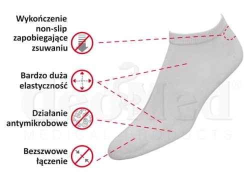 Stopki bezuciskowe MINI BAMBOO z przędzy bambusowej z nitką SREBRA